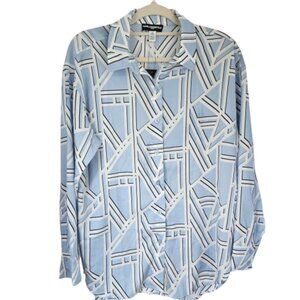 NWT Karl Lagerfeld Paris Oversized Utility Shirt – Chambray Blue Multi – Size M